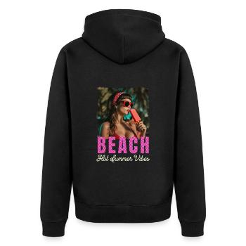 Beach Retro Look Summer Rockabilly Pin-up Girl - Unisex Premium Organic Zip Hoodie - black - Back - Nico (187cm)