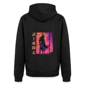 Samurai Warrior Honor and Strength Fighting Spirit - Unisex Premium Organic Zip Hoodie - black - Back - Nico (187cm)