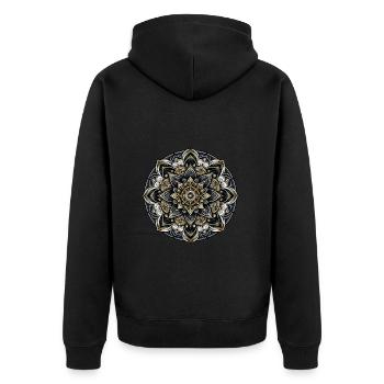 Mandala Modern Harmonie Geometrie Kunst - Unisex Premium Bio Zip Hoodie - Schwarz - Hinten - Nico (187cm)