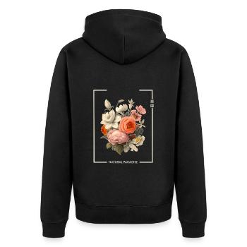 Japon Fleur Paradis Naturel Streetwear - Veste à capuche bio Premium Unisexe - noir - Dos - Nico (187cm)