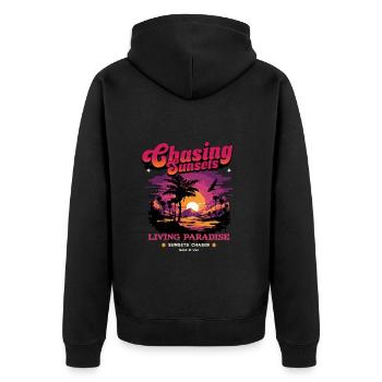 Sunset Paradise Statement Retro - Unisex Premium Organic Zip Hoodie - black - Back - Nico (187cm)