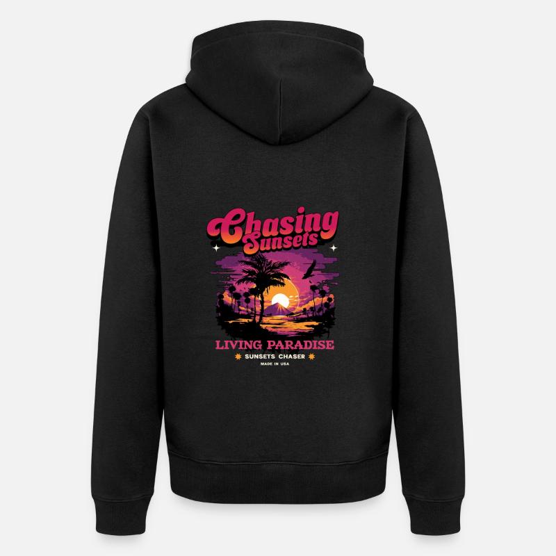 Sunset Paradise Déclaration Rétro - Veste à capuche bio Premium Unisexe - noir