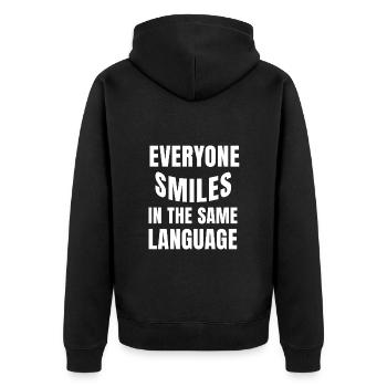Le sourire relie l’humanité - Veste à capuche bio Premium Unisexe - noir - Dos - Nico (187cm)