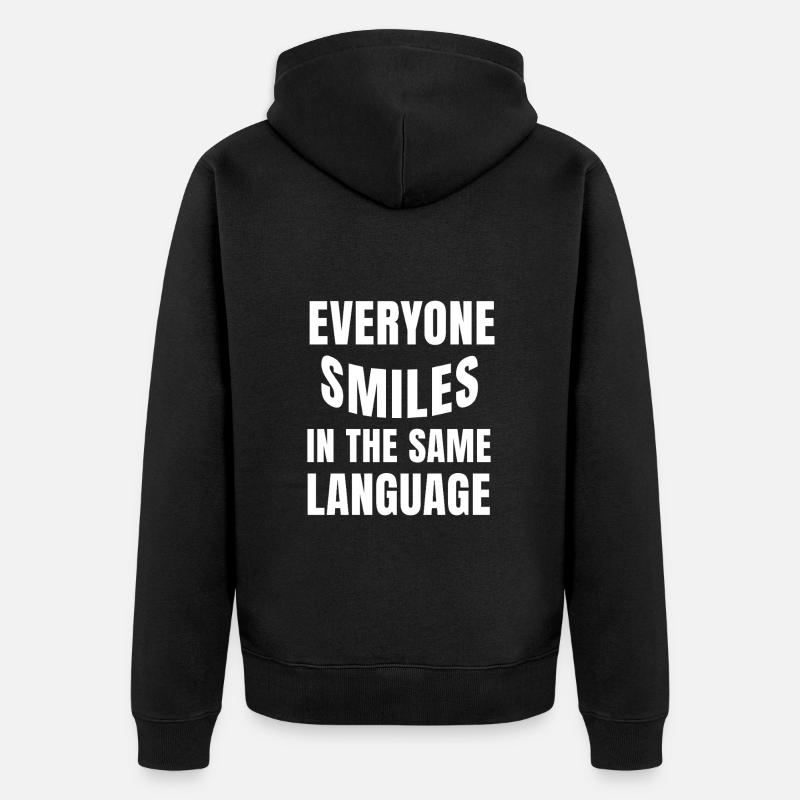 Le sourire relie l’humanité - Veste à capuche bio Premium Unisexe - noir