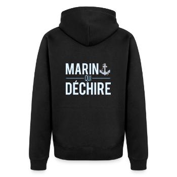 Marin qui déchire blague capitaine bateau humour - Veste à capuche bio Premium Unisexe - noir - Dos - Nico (187cm)