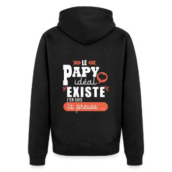 Cadeau papy idéal fête papi T shirt papy cadeau - Veste à capuche bio Premium Unisexe - noir - Dos - Nico (187cm)