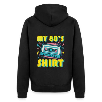 T shirt année 80 s - Veste à capuche bio Premium Unisexe - noir - Dos - Nico (187cm)