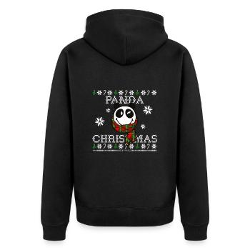 SmileyWorld Lächelnder Panda Weihnachten - Unisex Premium Bio Zip Hoodie - Schwarz - Hinten - Nico (187cm)