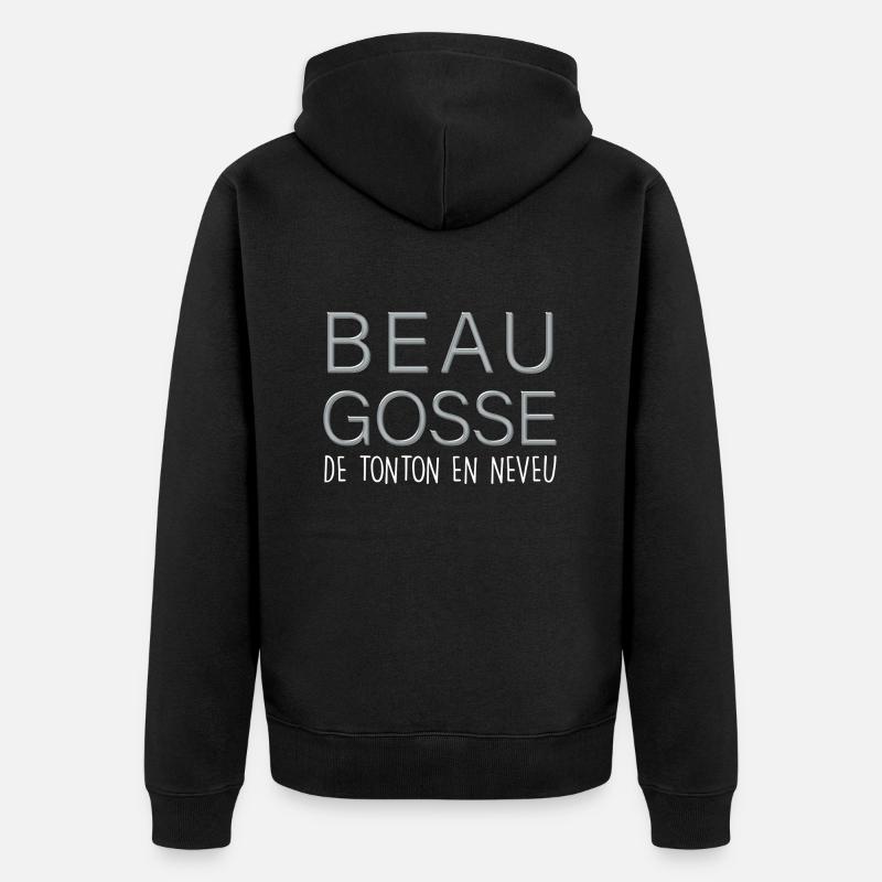 Tonton Beau Gosse C'est De Famille Cadeau Homme - Veste à capuche bio Premium Unisexe - noir
