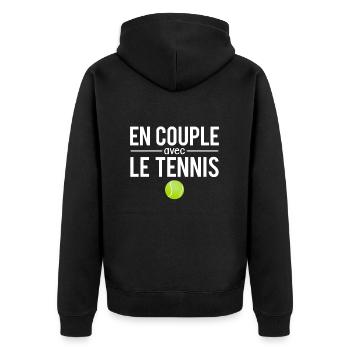 En couple avec le tennis fan tennis humour - Veste à capuche bio Premium Unisexe - noir - Dos - Nico (187cm)