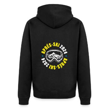 Apres Ski 2024 Ski Berge - Unisex Premium Bio Zip Hoodie - Schwarz - Hinten - Nico (187cm)