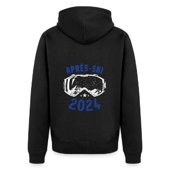 Après Ski 2024 Ski Goggles Mountains Saying - Unisex Premium Organic Zip Hoodie - black - Back - Nico (187cm)