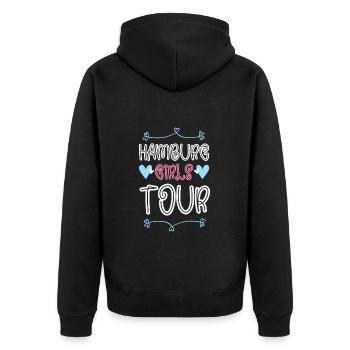 Hamburg Girls Tour Herz - Unisex Premium Bio Zip Hoodie - Schwarz - Hinten - Nico (187cm)