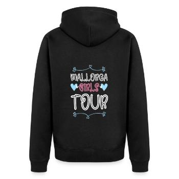 Mallorca Girls Tour Herz - Unisex Premium Bio Zip Hoodie - Schwarz - Hinten - Nico (187cm)