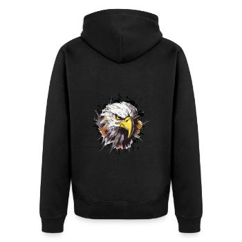 Adler Kopf Symbol Tier - Unisex Premium Bio Zip Hoodie - Schwarz - Hinten - Nico (187cm)
