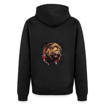 Lion Head Symbol Animal Lion Head - Unisex Premium Organic Zip Hoodie - black - Back - Nico (187cm)