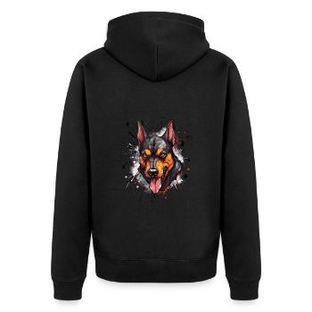 Doberman Head Icon Dog - Unisex Premium Organic Zip Hoodie - black - Back - Nico (187cm)