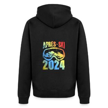 Apres Ski 2024 Ski Brille Bunt - Unisex Premium Bio Zip Hoodie - Schwarz - Hinten - Nico (187cm)