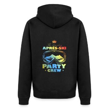 Après Ski Party Crew Motto Team Bunt - Unisex Premium Organic Zip Hoodie - black - Back - Nico (187cm)