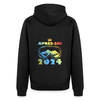 Après-ski 2024 Vacances au ski colorées - Veste à capuche bio Premium Unisexe - noir - Dos - Nico (187cm)