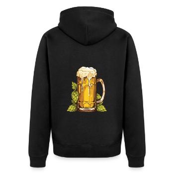Verre à bière, houblon, malt, bière - Veste à capuche bio Premium Unisexe - noir - Dos - Nico (187cm)