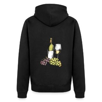 wine glass wine grapes wine - Unisex Premium Organic Zip Hoodie - black - Back - Nico (187cm)