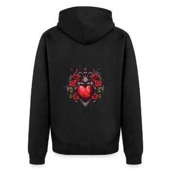 Coeur Symbole Amour - Veste à capuche bio Premium Unisexe - noir - Dos - Nico (187cm)