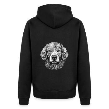 Golden Retriever Dog Portrait Head Animal - Unisex Premium Organic Zip Hoodie - black - Back - Nico (187cm)