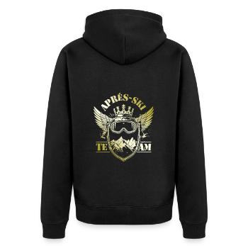 Après-Ski Team Slogan - Unisex Premium Organic Zip Hoodie - black - Back - Nico (187cm)