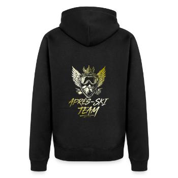 Apres Ski Team Party Spruch - Unisex Premium Bio Zip Hoodie - Schwarz - Hinten - Nico (187cm)