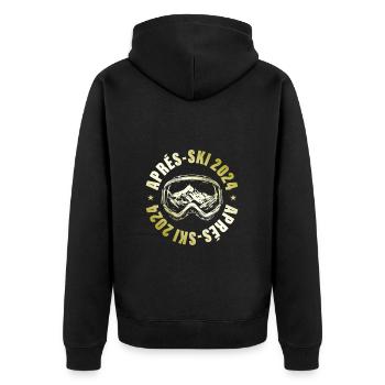 Apres Ski 2024 Ski Berge - Unisex Premium Bio Zip Hoodie - Schwarz - Hinten - Nico (187cm)