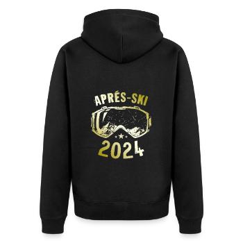 Après Ski 2024 Mountains Saying - Unisex Premium Organic Zip Hoodie - black - Back - Nico (187cm)