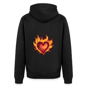 Coeur, Feu, Amour - Veste à capuche bio Premium Unisexe - noir - Dos - Nico (187cm)