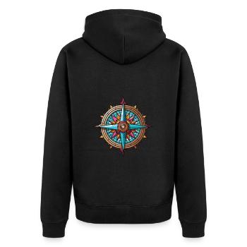 Kompass Symbol - Unisex Premium Bio Zip Hoodie - Schwarz - Hinten - Nico (187cm)