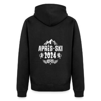 Apres Ski 2024 Spruch Urlaub - Unisex Premium Bio Zip Hoodie - Schwarz - Hinten - Nico (187cm)