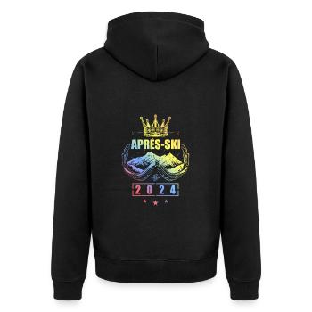 Après-ski 2024 Vacances de ski colorées à la montagne - Veste à capuche bio Premium Unisexe - noir - Dos - Nico (187cm)