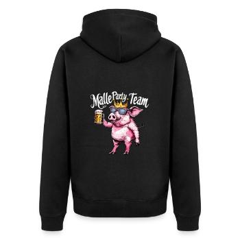 Malle Party Team Sau Mallorca - Unisex Premium Bio Zip Hoodie - Schwarz - Hinten - Nico (187cm)