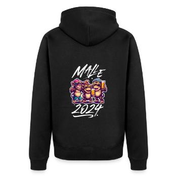 Malle 2024 Affe Bier Party Mallorca - Unisex Premium Bio Zip Hoodie - Schwarz - Hinten - Nico (187cm)
