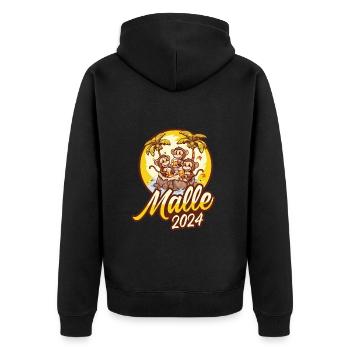 Malle 2024 Affe Mallorca Team Bier - Unisex Premium Bio Zip Hoodie - Schwarz - Hinten - Nico (187cm)