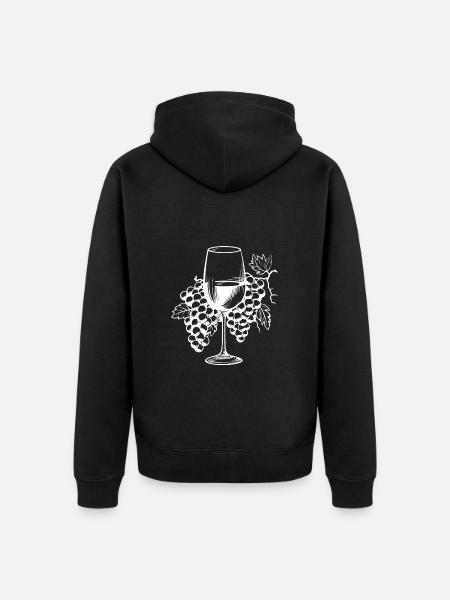 Wine Glass Grapes Wine - Unisex Premium Organic Zip Hoodie - black