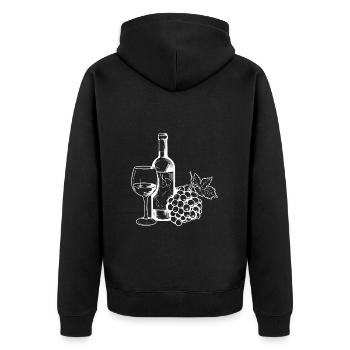 Wine Glass Grapes Wine - Unisex Premium Organic Zip Hoodie - black - Back - Nico (187cm)