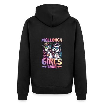 Mallorca Girls Tour Unicorn Party Holidays - Unisex Premium Organic Zip Hoodie - black - Back - Nico (187cm)
