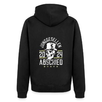 Junggesellenabschied 2024 Totenkopf Jga - Unisex Premium Bio Zip Hoodie - Schwarz - Hinten - Nico (187cm)