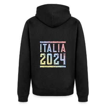 Italia 2024 Coloré - Veste à capuche bio Premium Unisexe - noir - Dos - Nico (187cm)