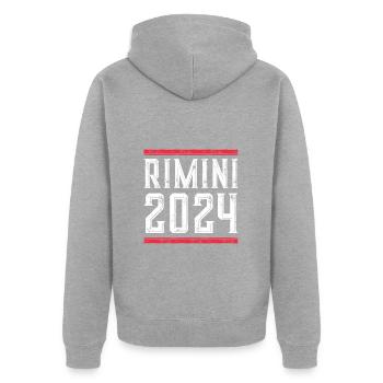 Jours fériés Rimini 2024 - Veste à capuche bio Premium Unisexe - gris chiné - Dos - Nico (187cm)