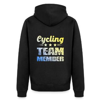 Cycling Team - Unisex Premium Bio Zip Hoodie - Schwarz - Hinten - Nico (187cm)