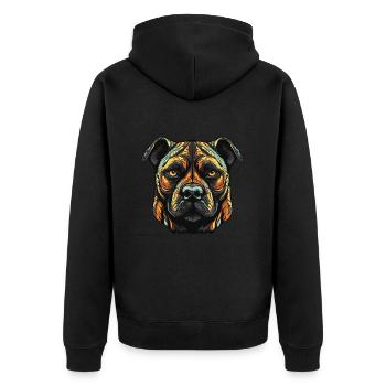 Staffordshire Bull Terrier Dog Head - Unisex Premium Organic Zip Hoodie - black - Back - Nico (187cm)