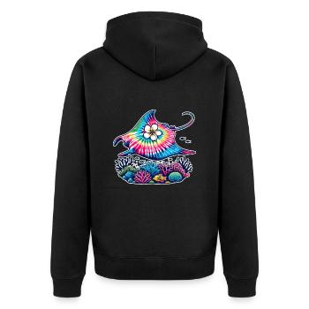 Tie Dye Ray Manta Kreuzfahrt Urlaub 2024 Hawaii - Unisex Premium Bio Zip Hoodie - Schwarz - Hinten - Nico (187cm)