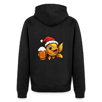 Goldfische Weihnachten Bier Lustig - Unisex Premium Bio Zip Hoodie - Schwarz - Hinten - Nico (187cm)