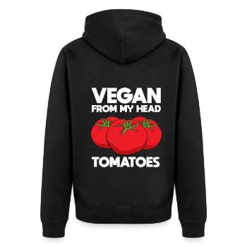 Lustiger Veganer Veganer Aktivist - Unisex Premium Bio Zip Hoodie - Schwarz - Hinten - Nico (187cm)